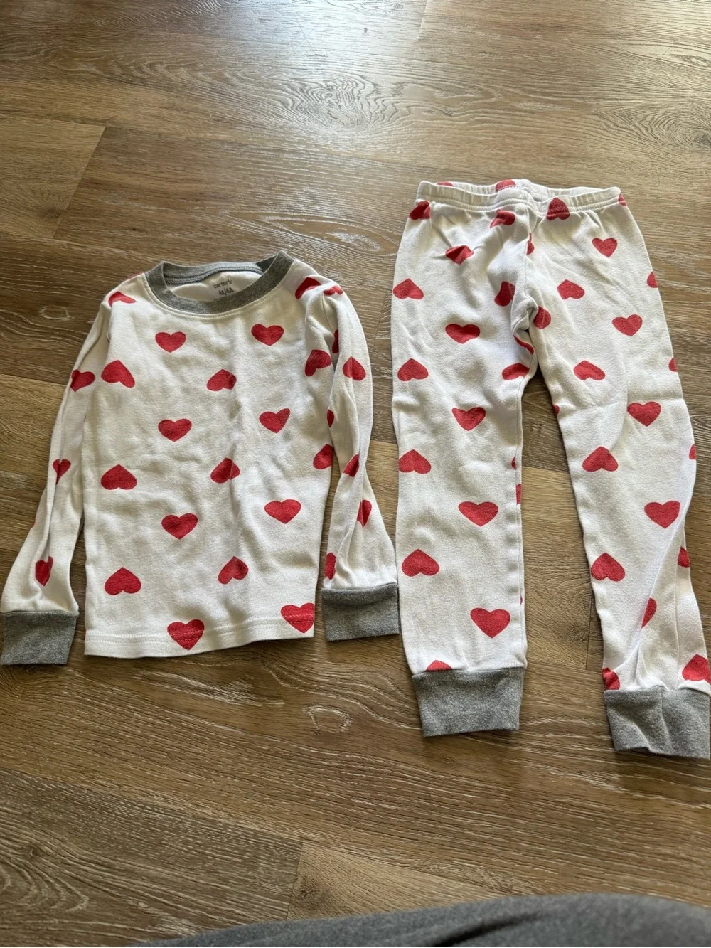Carter's White Pajama Set with Red Heart Print